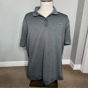 Lacoste Shirt Adult Size 8 Gray Long Sleeve Classic Crocodile Golf Polo Mens EUC